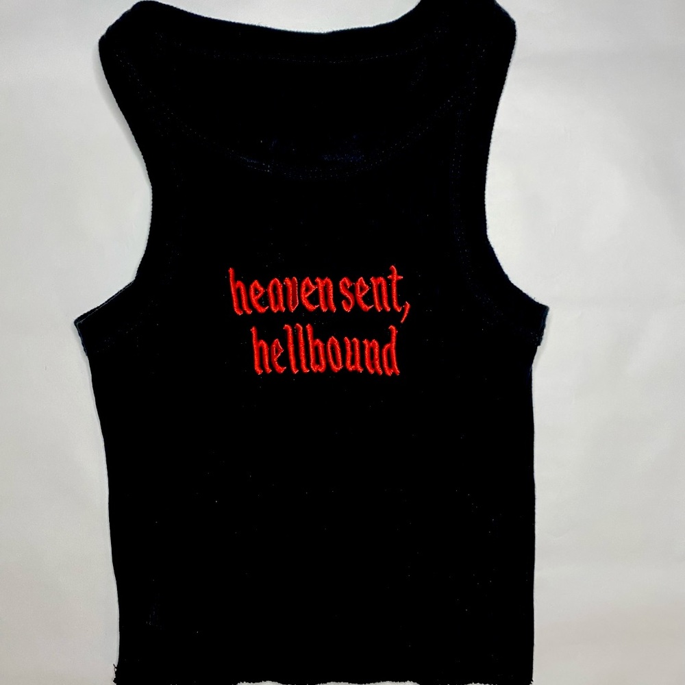 REVICE DENIM Embroidered Cropped Tank